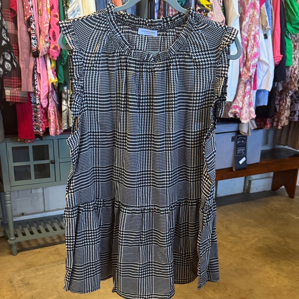 Black and White Checkered Women's Tank Top